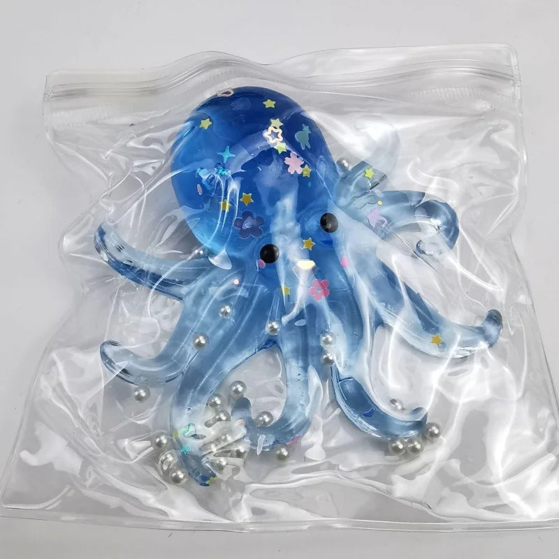 Glitter Octopus Taba Squishy Sugar Stress Ball | Cute Animal Squeeze Fidget Toy for Kids